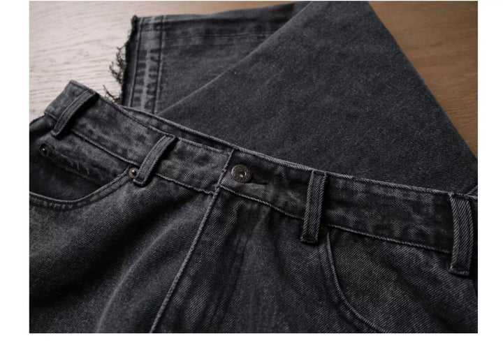 Washed Black Straight-Leg Jeans