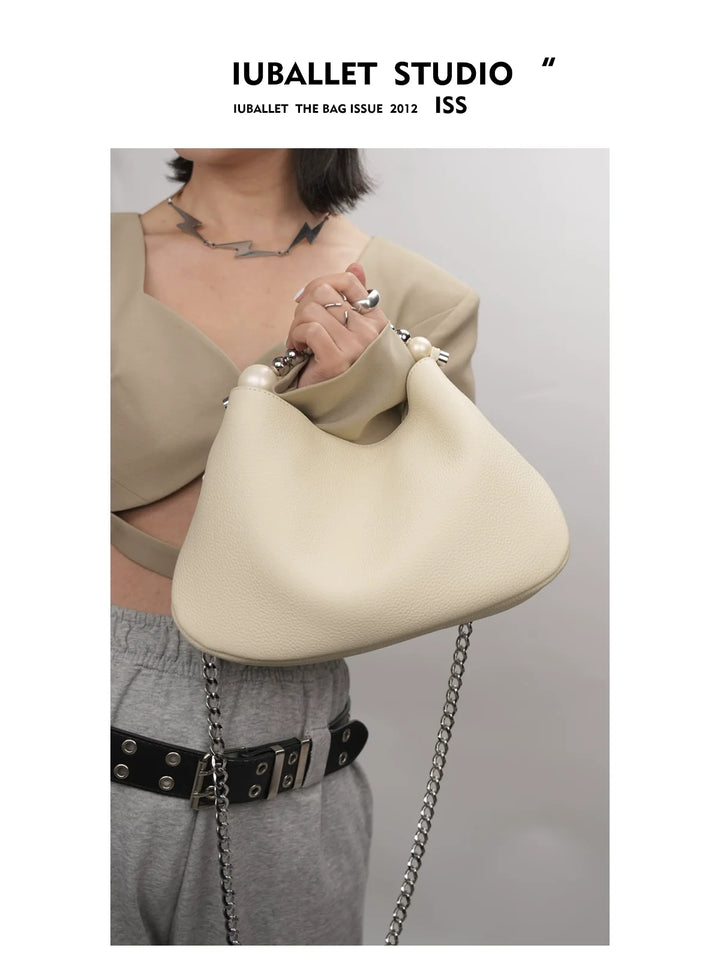 Foggy Beaded Leather Bag