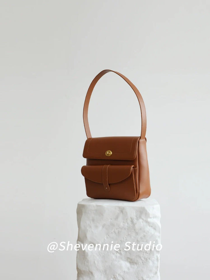 Waxed Leather Square Shoulder Bag