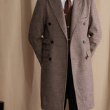 Gentlemanly Prince of Wales Check Wool Polo Coat - Embrace Winter Warmth in Medium-Length Stylish Sophistication