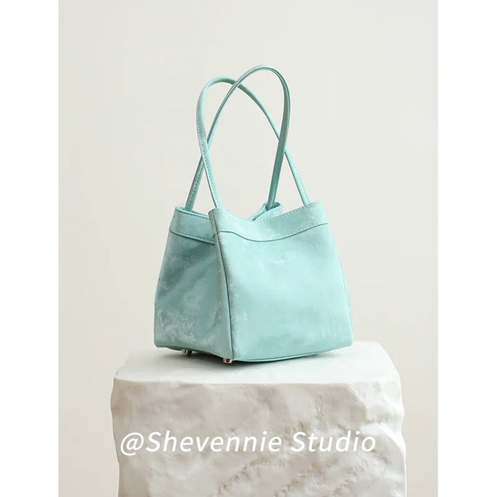 Silk Leather Bucket Bag