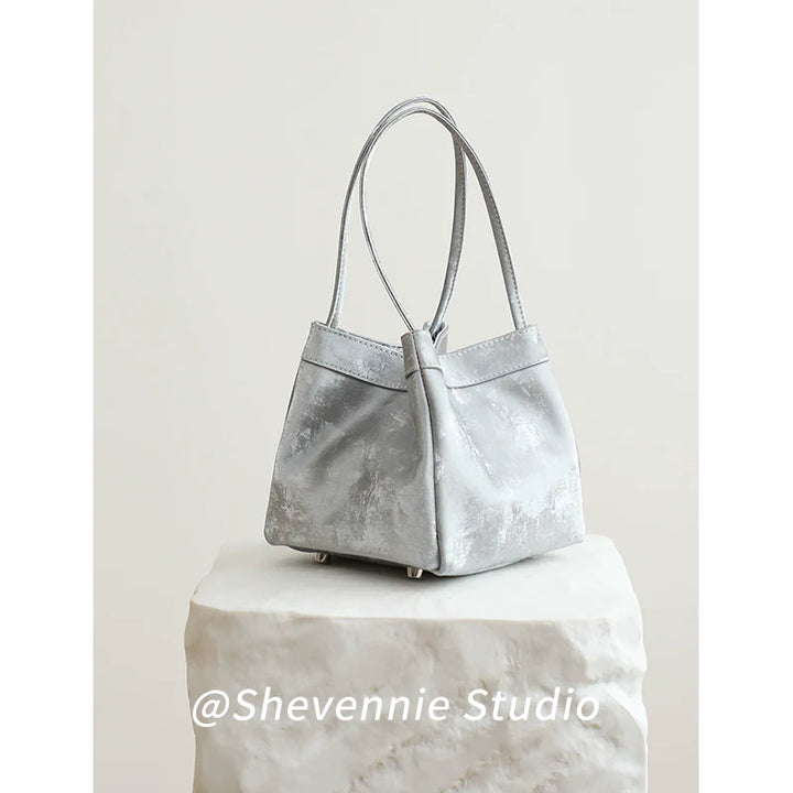 Silk Leather Bucket Bag