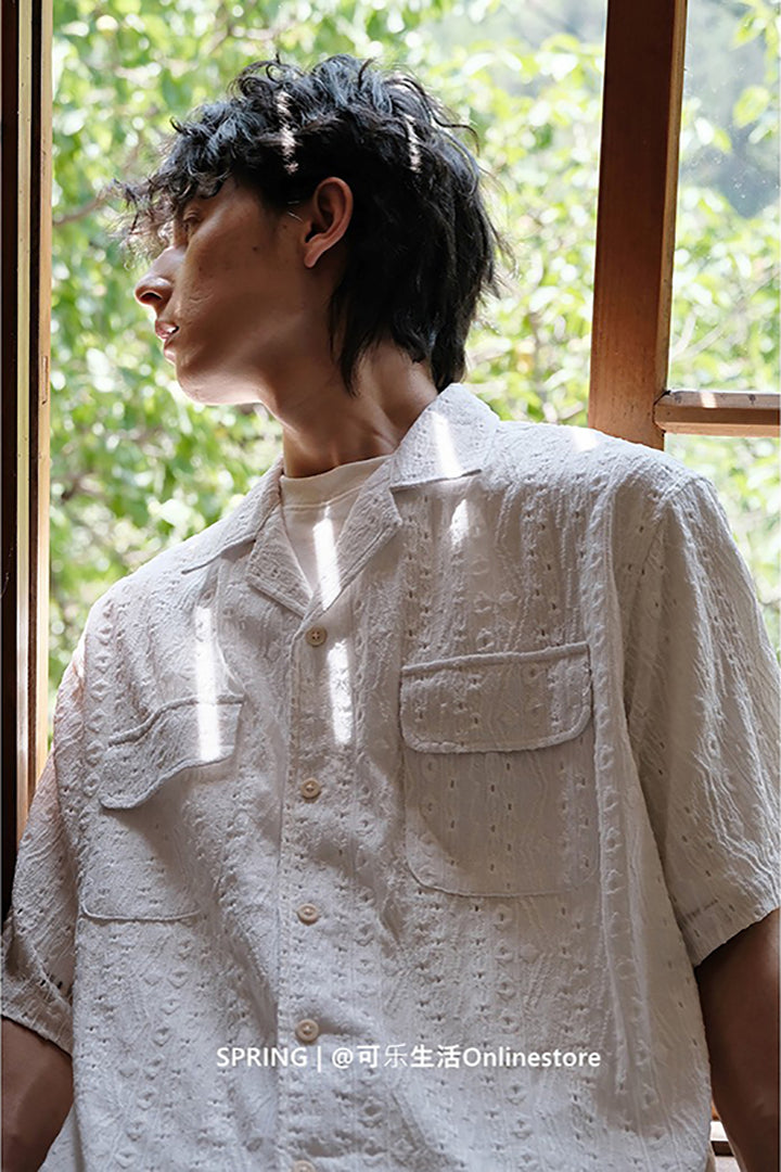 Loose Hollow Short-Sleeved Shirt