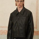 Autumn and Winter New Classic Retro Black Leather Jacket, Short and Wide, Environmentally Friendly
