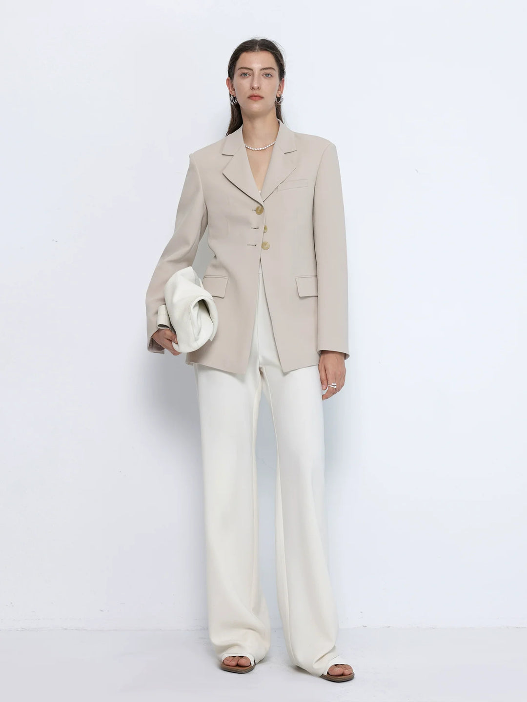 Triacetate Wide Shoulder Blazer