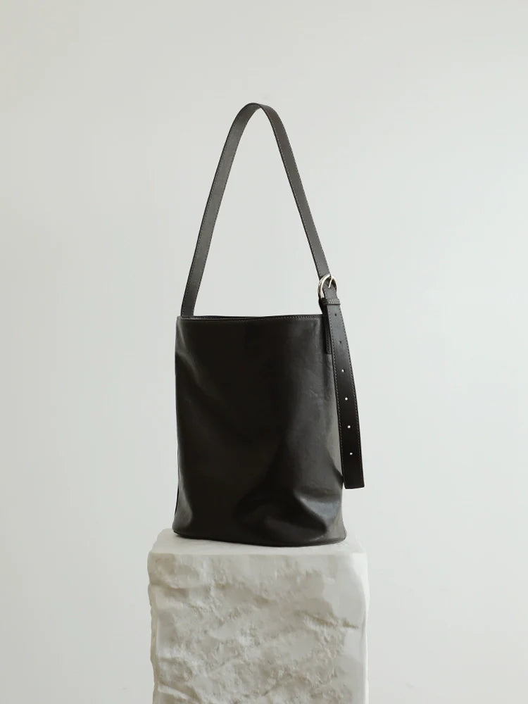 Autumn Leather Bucket Tote