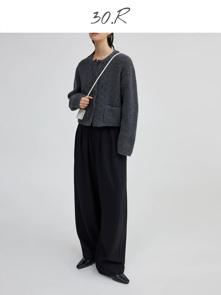 Wool Blend Wide Leg Pants