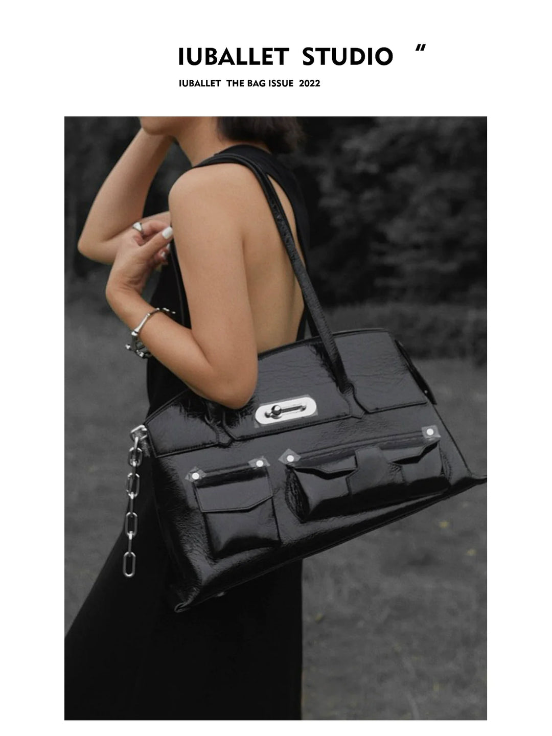 Black Leather Commuter Tote