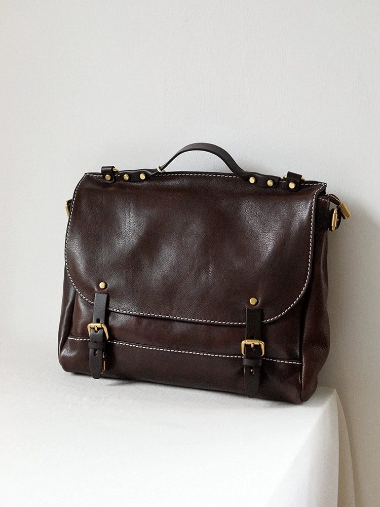 Modern Brushed Leather Messenger Bag