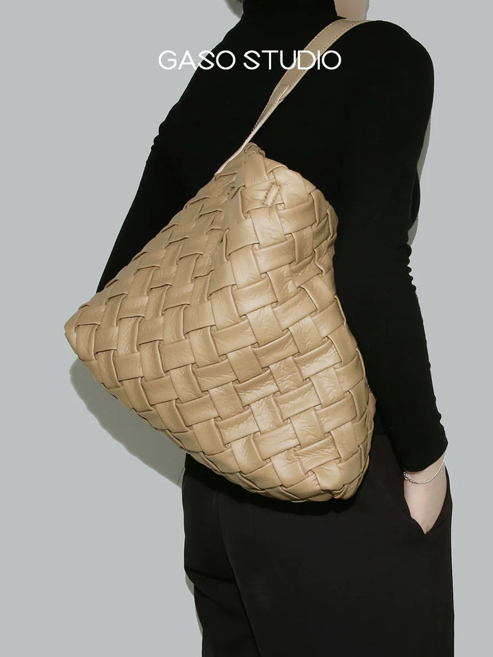 Soft Leather Woven Tote