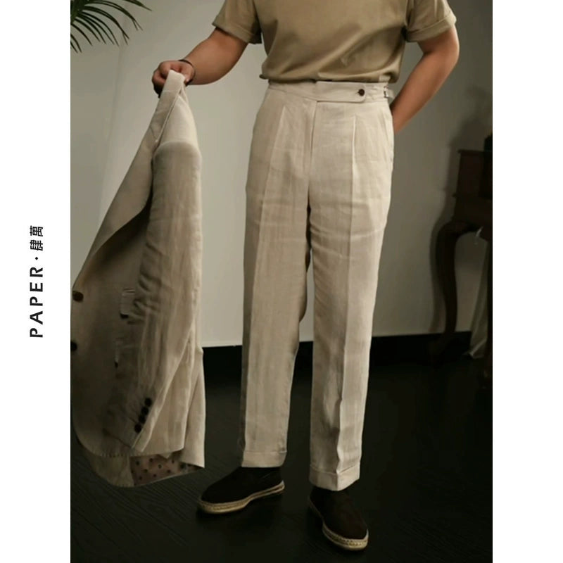 Linen High-Waisted Pants