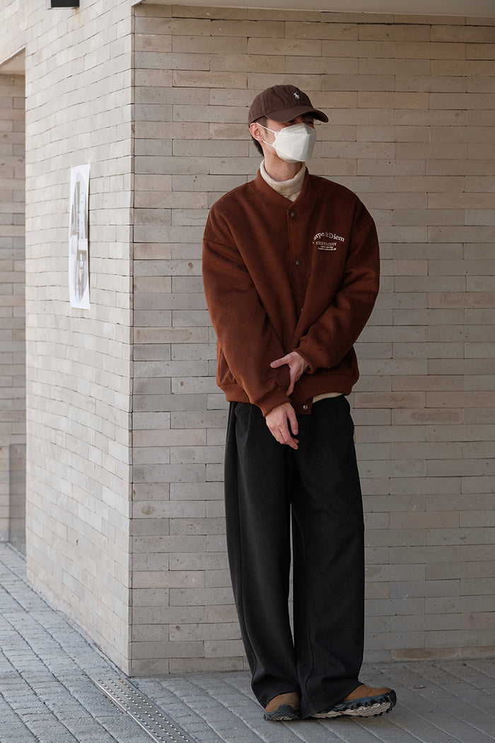 Woolen Coffee Baseball Jacket