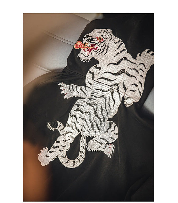 Retro Tiger Embroidered Hoodie