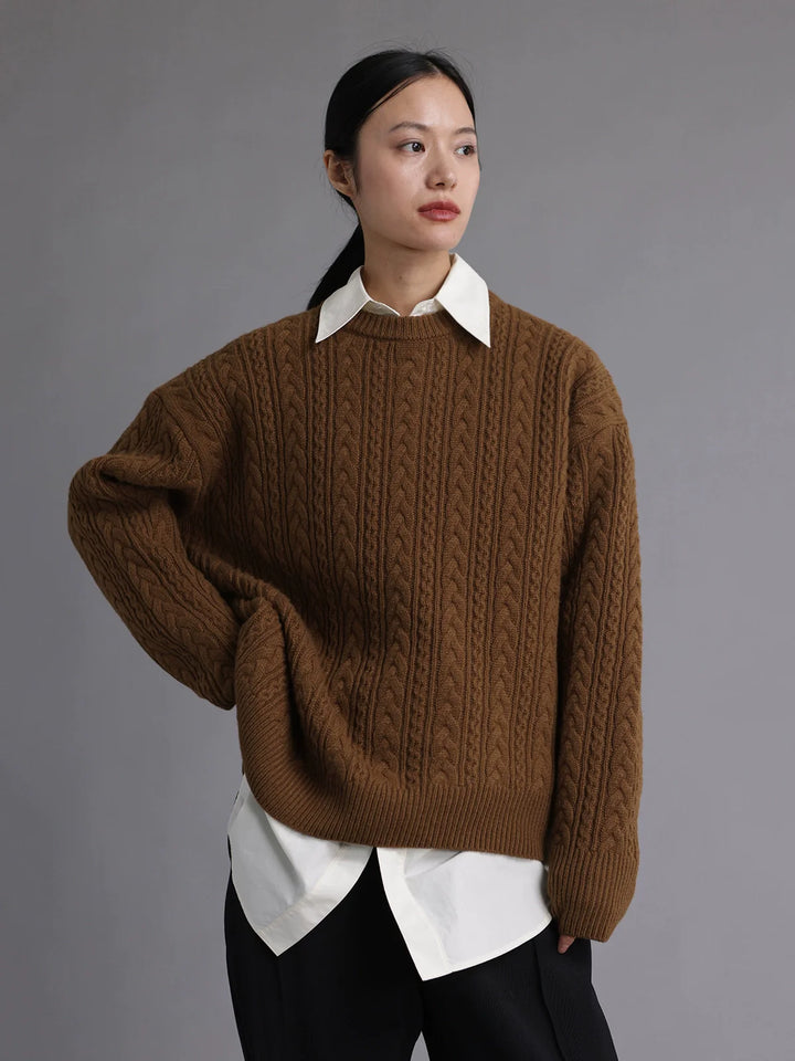 Natural Wool Cable Knit Sweater