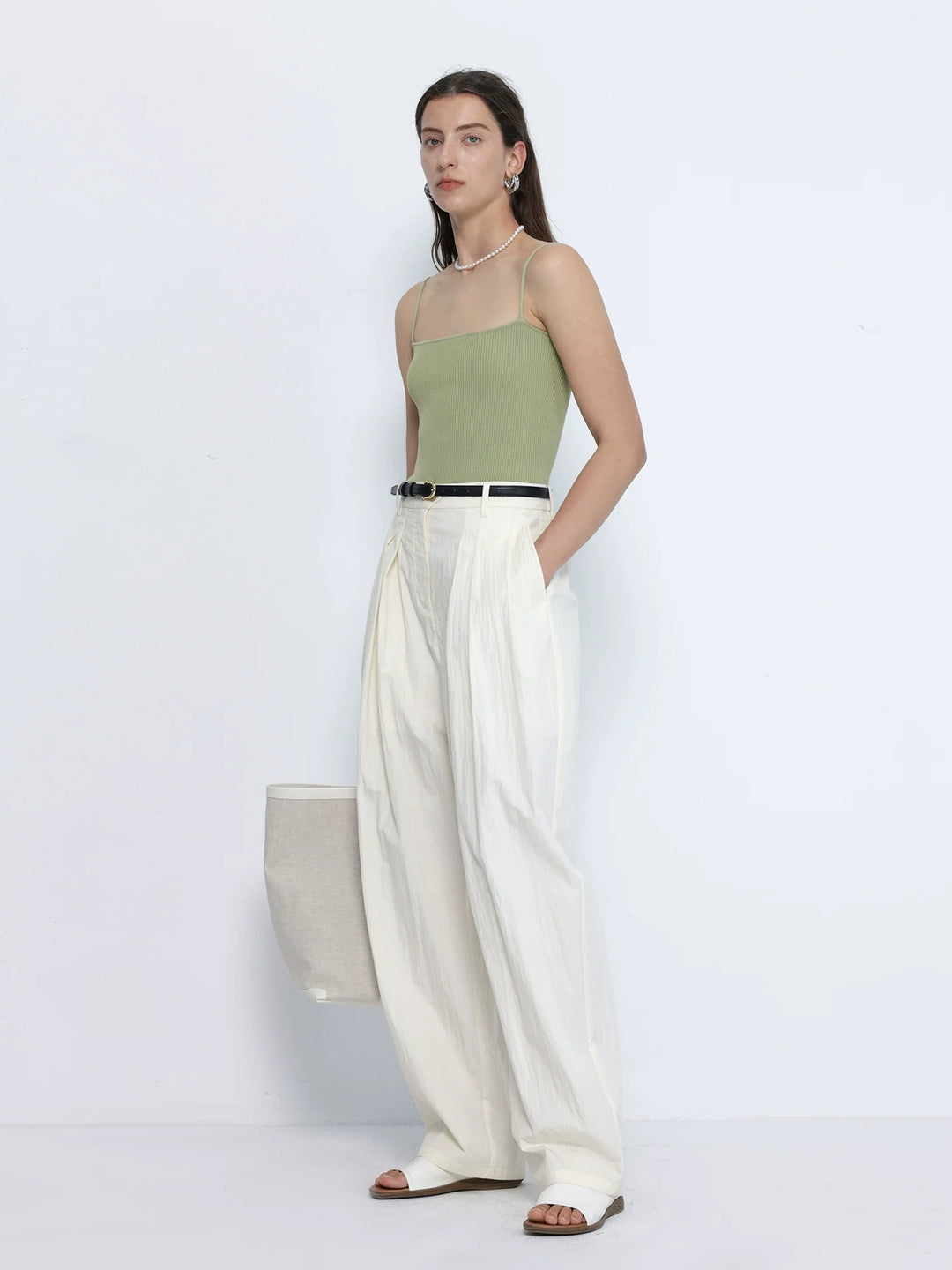 Natural Pleated Trousers