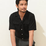 Men's Summer High-End Cuban Collar Short Sleeve Shirt - Loose Fit Casual Korean Style with Pocket