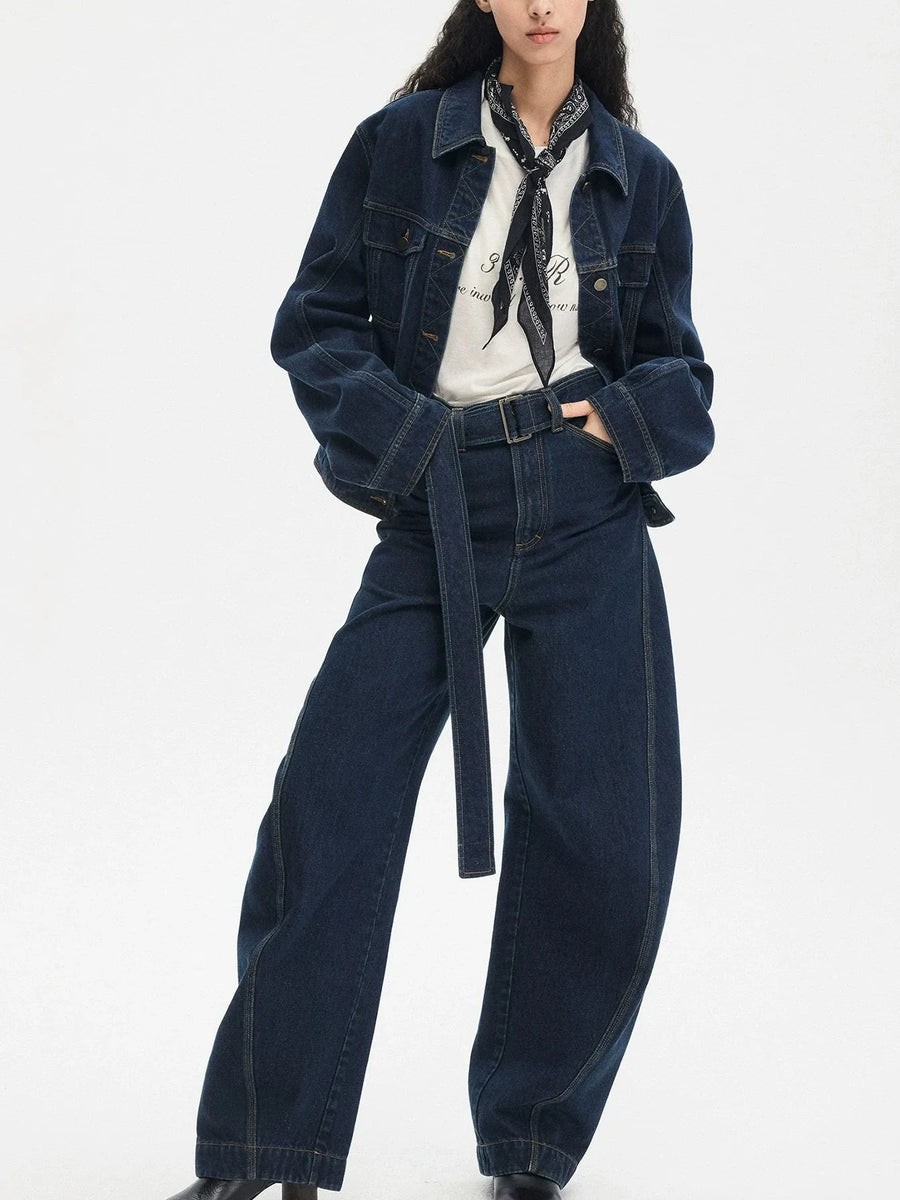 Scimitar Straight-Leg Denim Pants