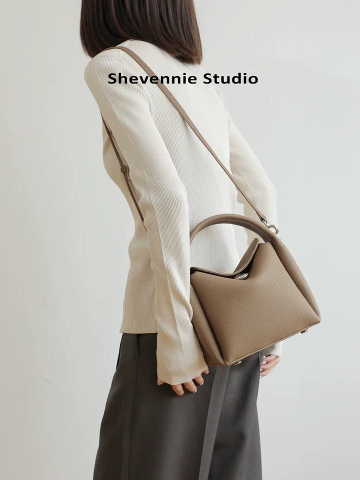 Leather Bucket Shoulder Bag