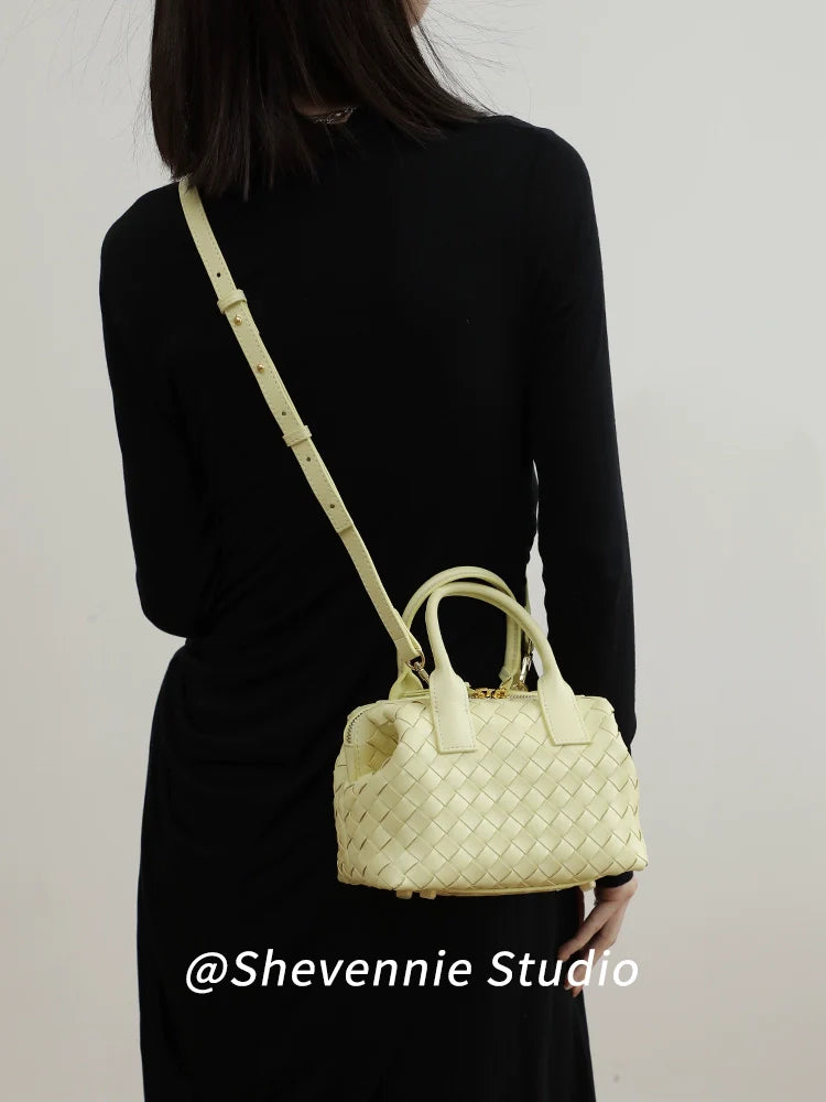 Leather Woven Bucket Bag