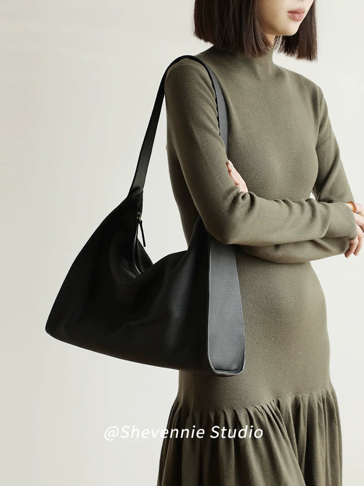 Leather Commuter Shoulder Tote