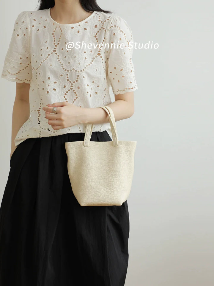 Genuine Leather Bucket Bag