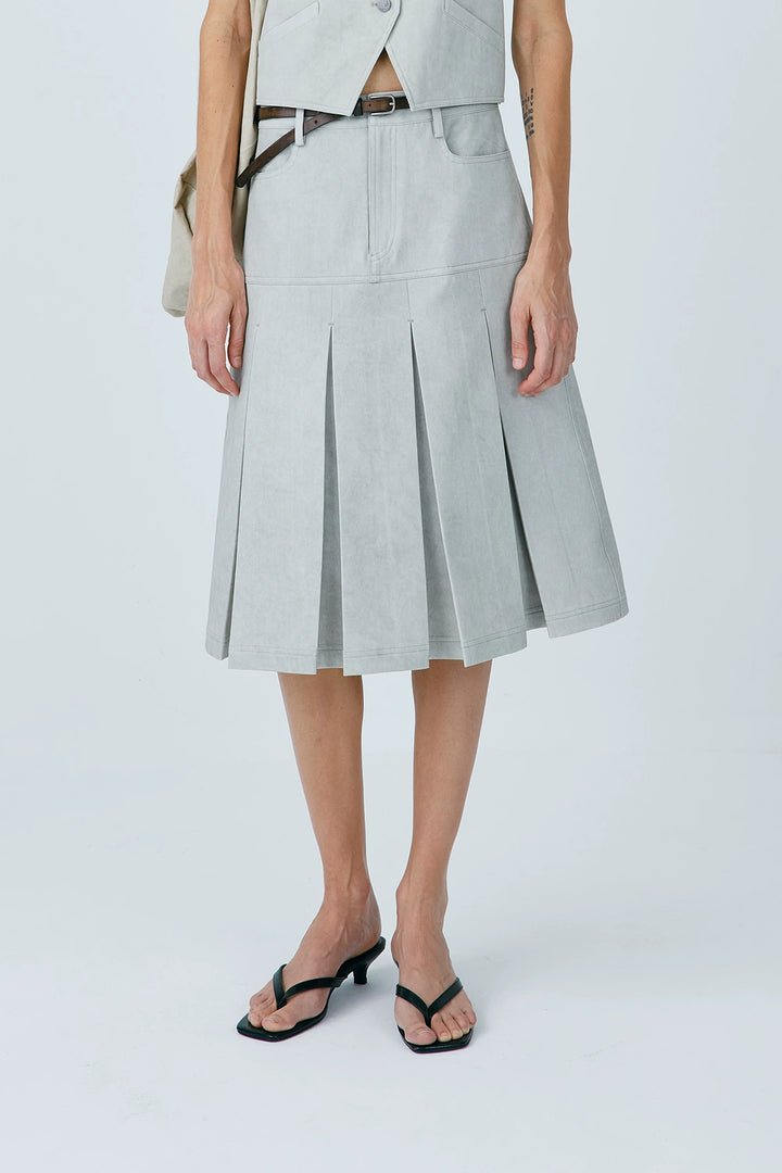 Sea Mist Midi Pleats