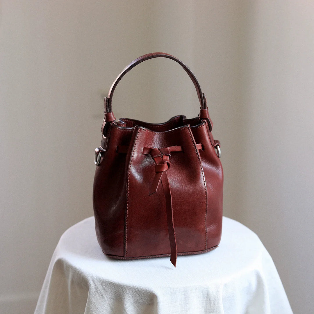 Leather Bucket Crossbody