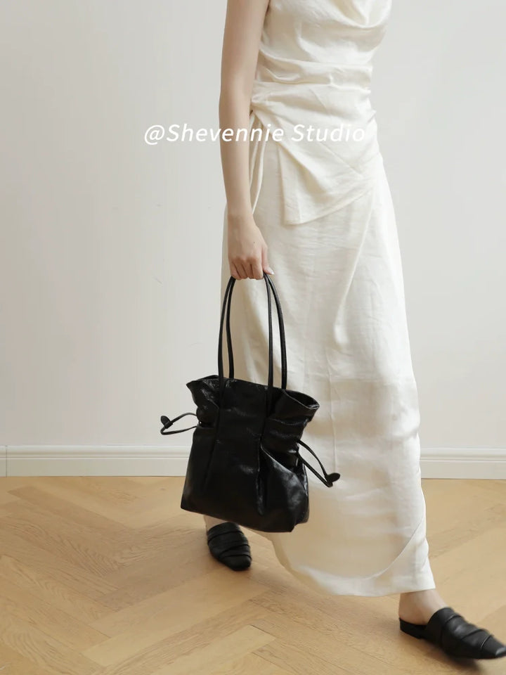 Shevennie Leather Shoulder Tote