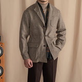 Retro Loose Tweed Lapel Jacket - Effortless Autumn and Winter Casual Elegance in British Style