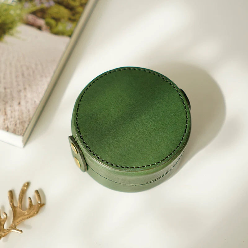 Round Leather Jewelry Box