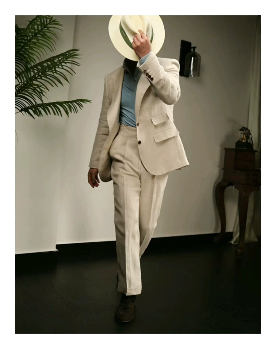 Linen Peak Lapel Suit