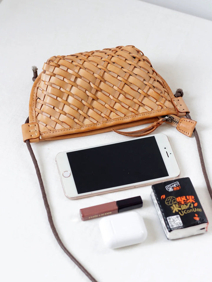 Handwoven Leather Mini Crossbody