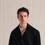 Men's Natural Cool Touch Pure Acetate Linen-Textured Loose-Fit Cuban Collar Long Sleeve Casual Shirt Jacket