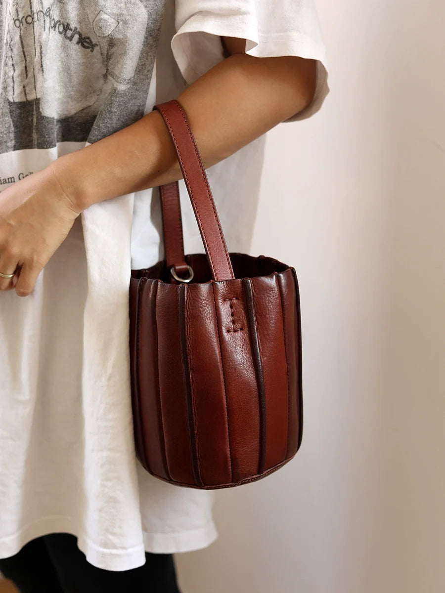 Vegetable Tanned Leather Bucket Bag