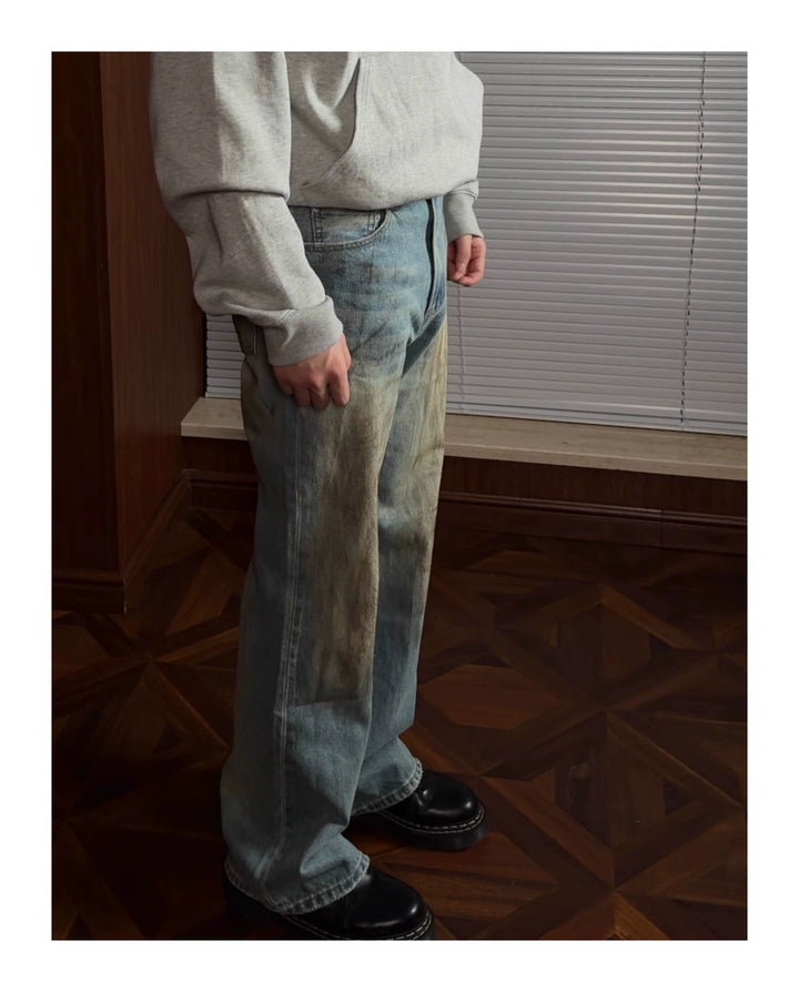 Mud-Dyed Flared Jeans