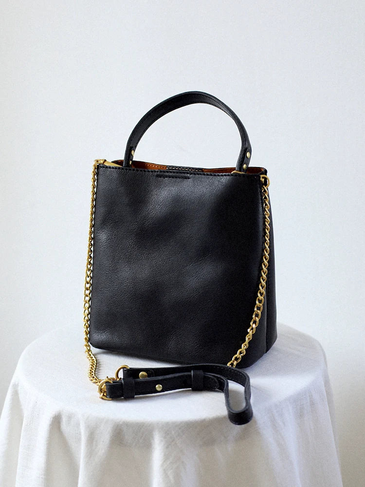 Leather Bucket Shoulder Bag