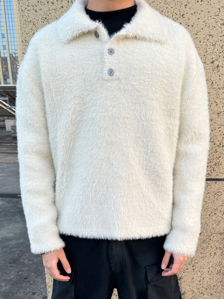 Crunchy Mink Fur Polo Sweater