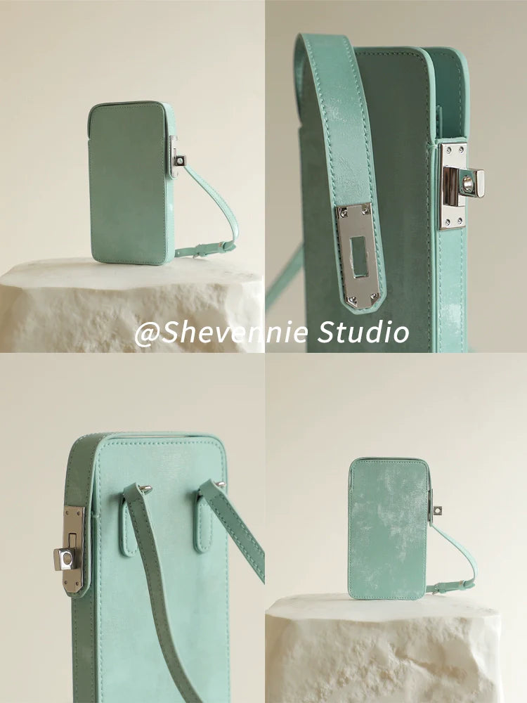 Shevennie Metal Buckle Leather Crossbody