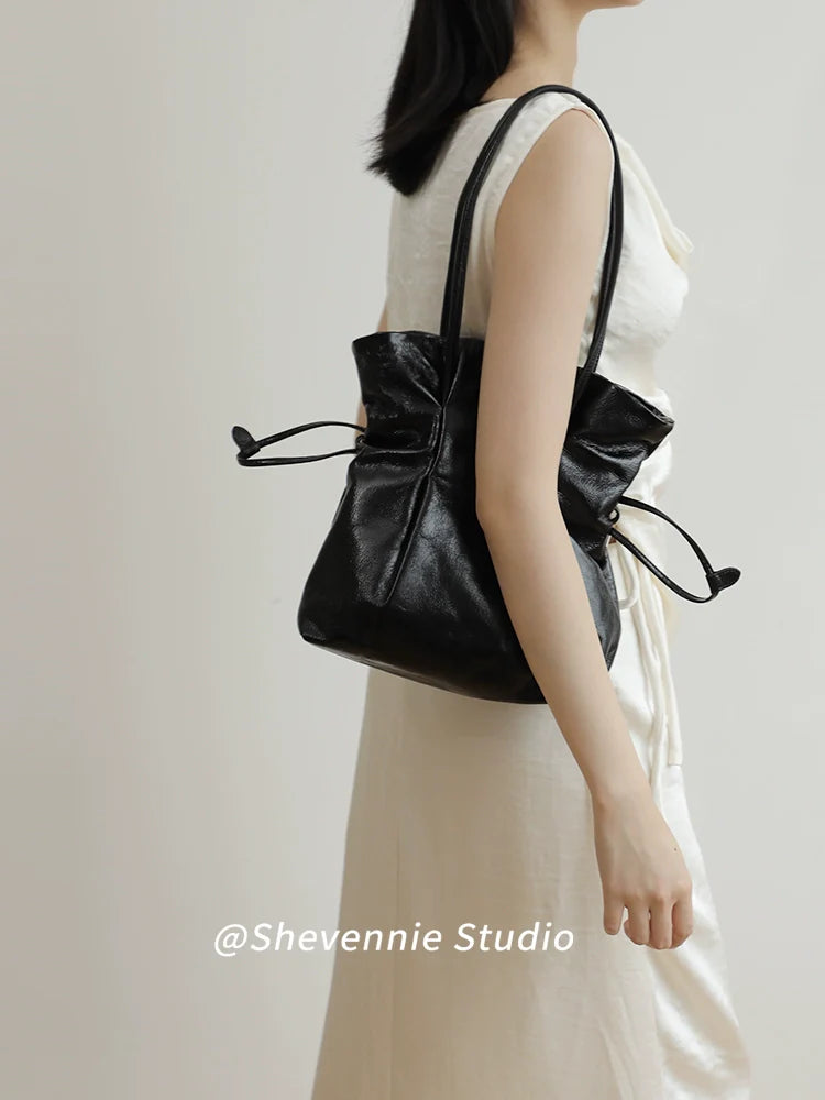 Shevennie Leather Shoulder Tote