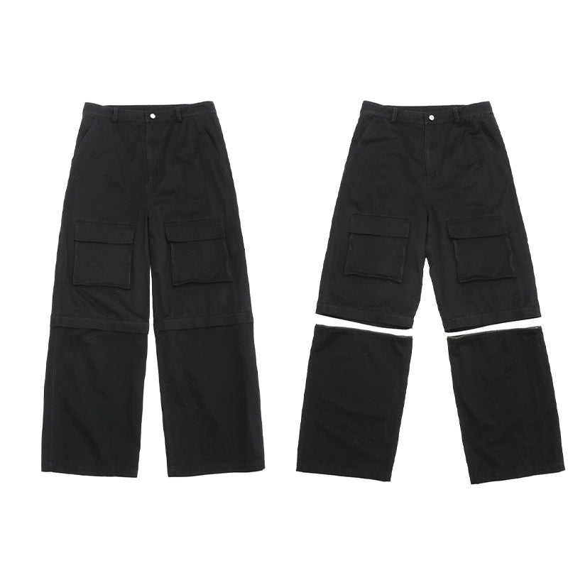 Unisex American Straight-Leg Convertible Cargo Pants - Cleanfit Casual Trousers with Removable Legs