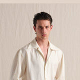 Men's Summer Linen-Textured Loose-Fit Cuban Collar Shirt - Cool Touch Pure Acetate Casual Jacket