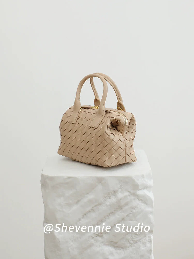 Leather Woven Bucket Bag