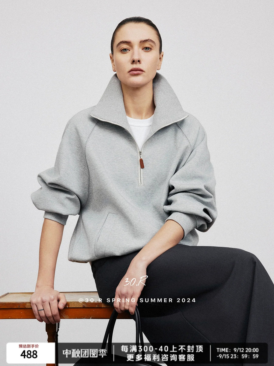 Agate Gray Zip Sweatshirt