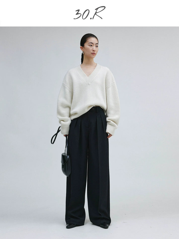 Silk Wool Wide-Leg Trousers