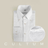 Men's Italian Business Seersucker One-Piece Collar Long Sleeve Striped Shirt - Youthful Casual Shirt