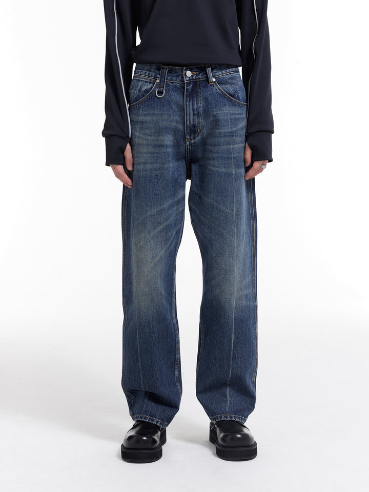 Two-Tone Straight Jeans