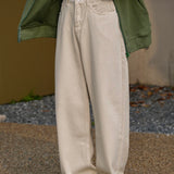 Self-Made Spring Light Khaki Loose Straight Jeans - Unisex Casual Pants