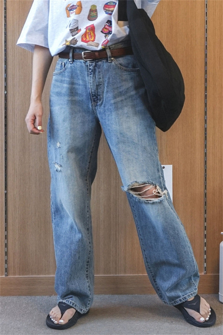 Asymmetric Raw Edge Jeans