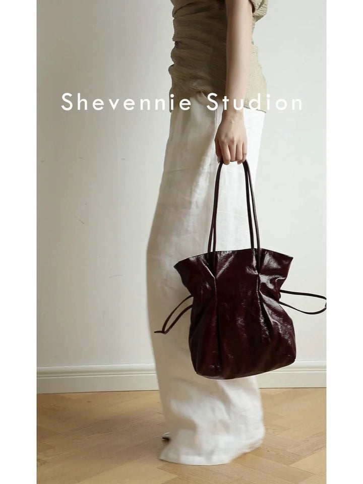 Shevennie Leather Shoulder Tote