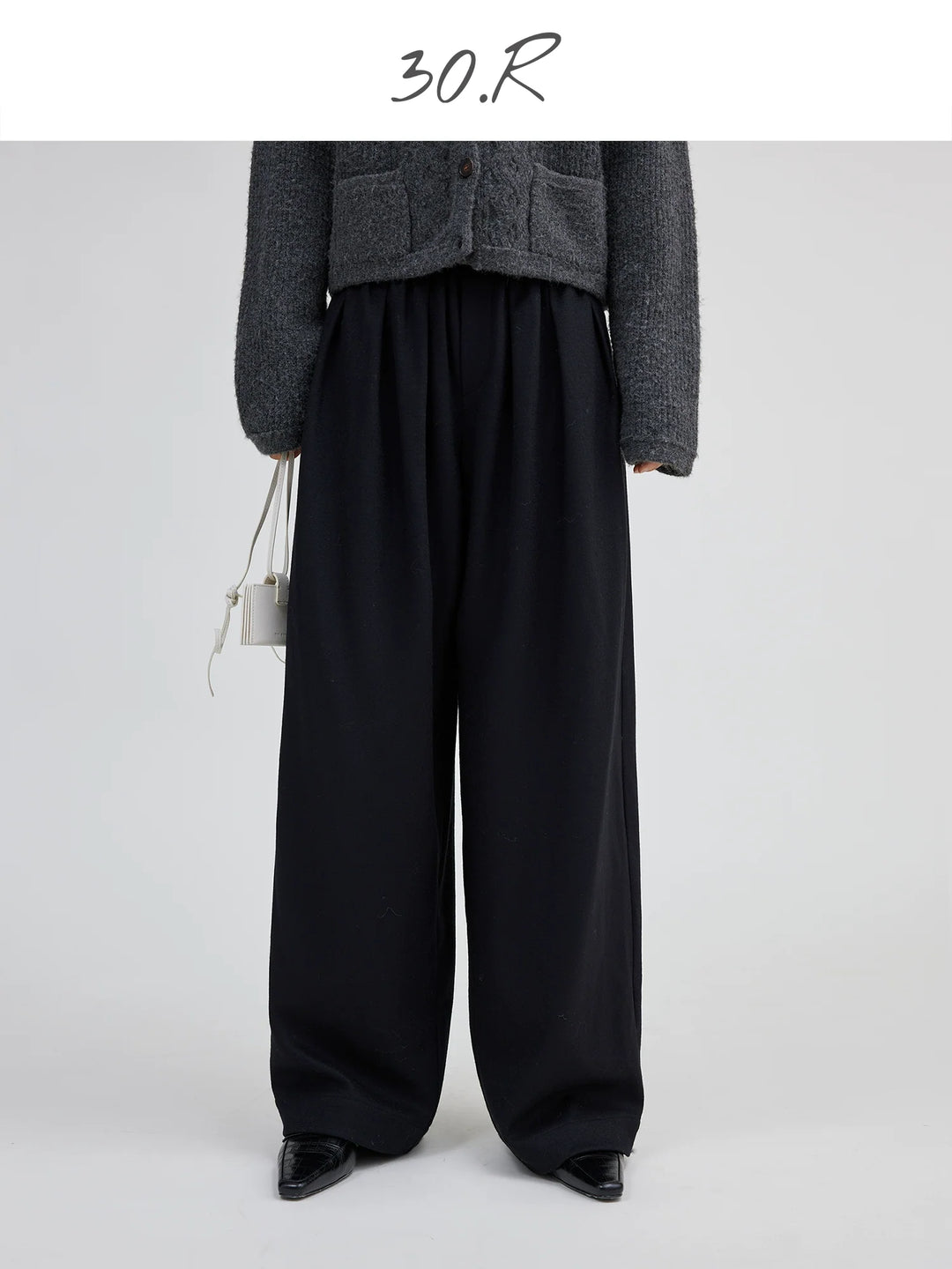 Wool Blend Wide Leg Pants